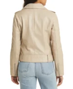 Stylish Women’s Beige Moto Leather Jacket
