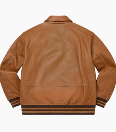 Supreme NY Yankees Brown Varsity Leather Jacket