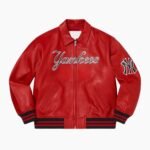Supreme NY Yankees Red Varsity Leather Jacket