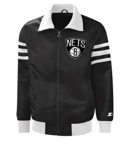 The Captain II Brooklyn Nets Varsity Black Satin Jacket