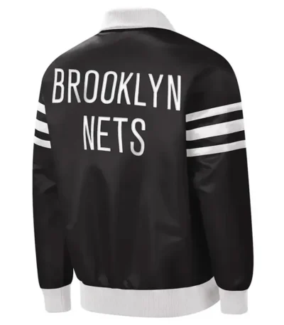 The Captain II Brooklyn Nets Varsity Black Satin Jacket