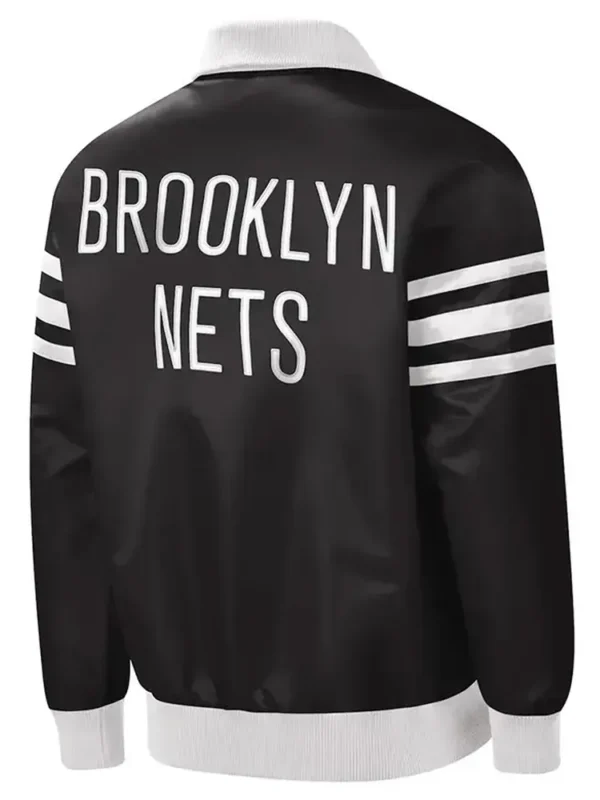 The Captain II Brooklyn Nets Varsity Black Satin Jacket