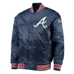 The Diamond Atlanta Braves Navy Satin Jacket