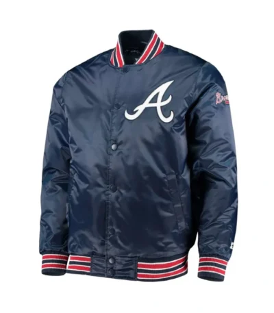 The Diamond Atlanta Braves Navy Satin Jacket
