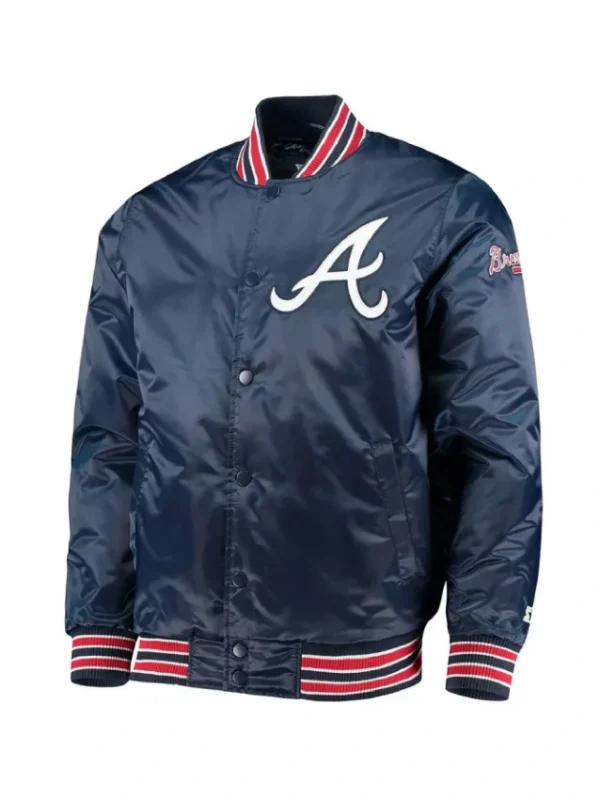 The Diamond Atlanta Braves Navy Satin Jacket
