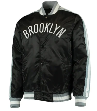 The Offensive Brooklyn Nets Varsity Black Satin Jacket
