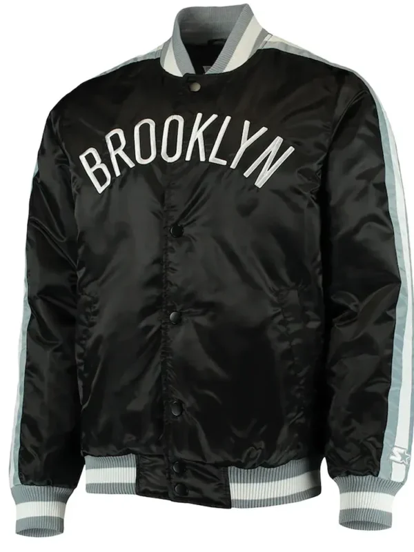 The Offensive Brooklyn Nets Varsity Black Satin Jacket