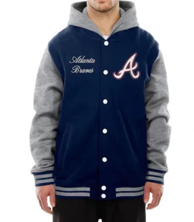 Throwback Prep Atlanta Braves Navy Hoodie Jacket