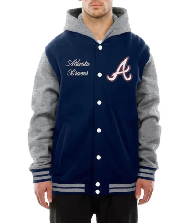 Throwback Prep Atlanta Braves Navy Hoodie Jacket