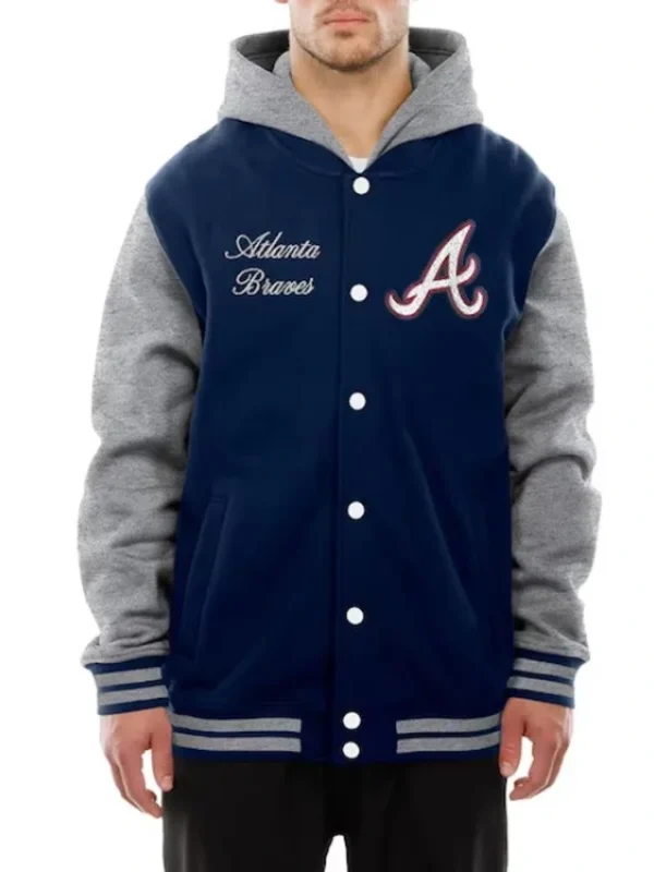 Throwback Prep Atlanta Braves Navy Hoodie Jacket