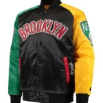 Ty Mopkins Brooklyn Nets Varsity Satin Black/Red Jacket