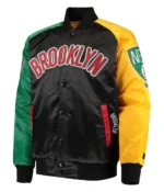 Ty Mopkins Brooklyn Nets Varsity Satin Black/Red Jacket