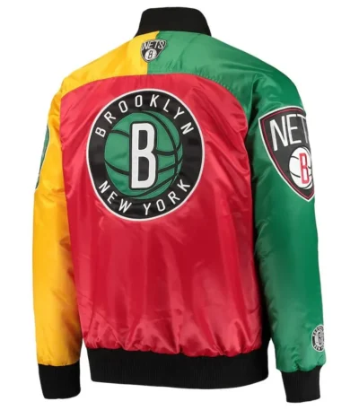 Ty Mopkins Brooklyn Nets Varsity Satin Black/Red Jacket