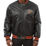 Varsity Anaheim Ducks Black Leather Jacket