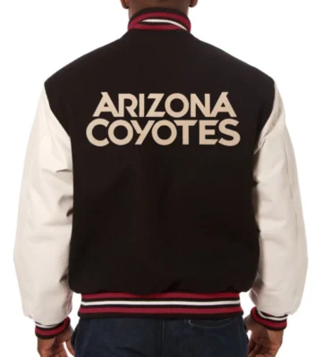 Arizona Coyotes Black and White Varsity Jacket