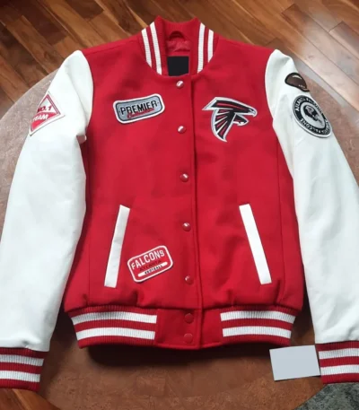 Varsity Atlanta Falcons White and Red Jacket