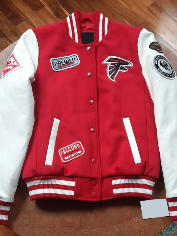 Varsity Atlanta Falcons White and Red Jacket