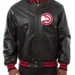 Varsity Atlanta Hawks Black Leather Jacket