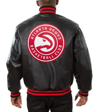 Varsity Atlanta Hawks Black Leather Jacket