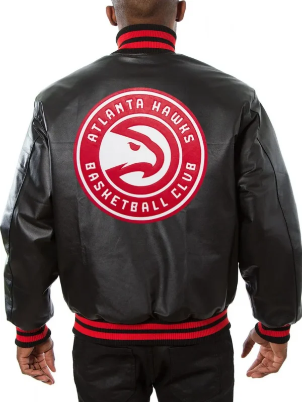 Varsity Atlanta Hawks Black Leather Jacket