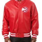 Varsity Atlanta Hawks Red Leather Jacket