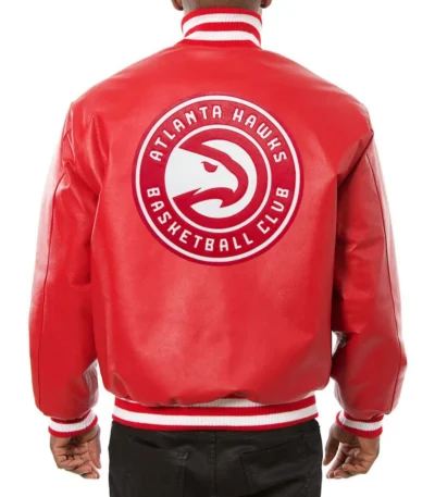 Varsity Atlanta Hawks Red Leather Jacket