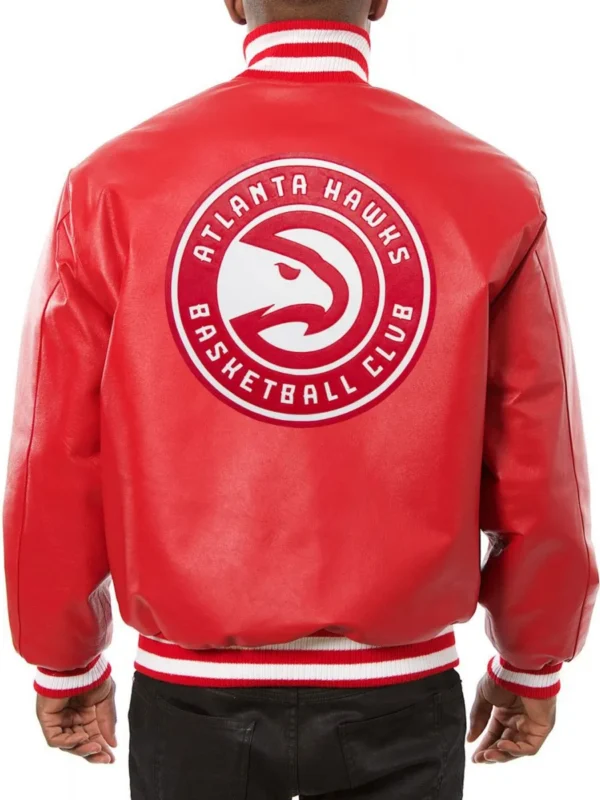 Varsity Atlanta Hawks Red Leather Jacket