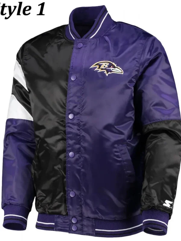 Varsity Baltimore Ravens Full-Snap Satin Jacket