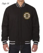 Boston Bruins Black Wool Varsity Jacket