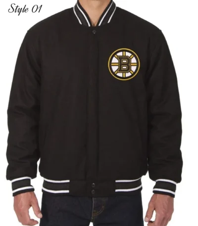 Boston Bruins Black Wool Varsity Jacket