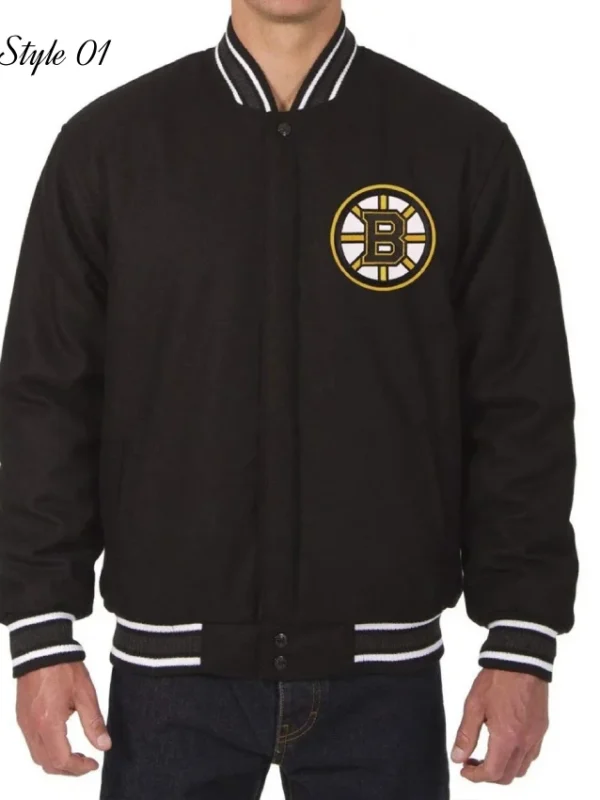 Boston Bruins Black Wool Varsity Jacket