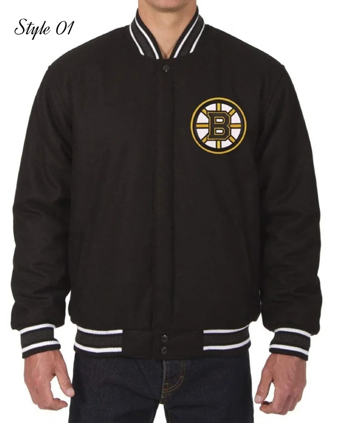Boston Bruins Black Wool Varsity Jacket Boston Bruins Black Wool Varsity Jacket