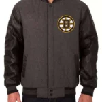 Boston Bruins Grey and Black Two Tone Varsity Jacket