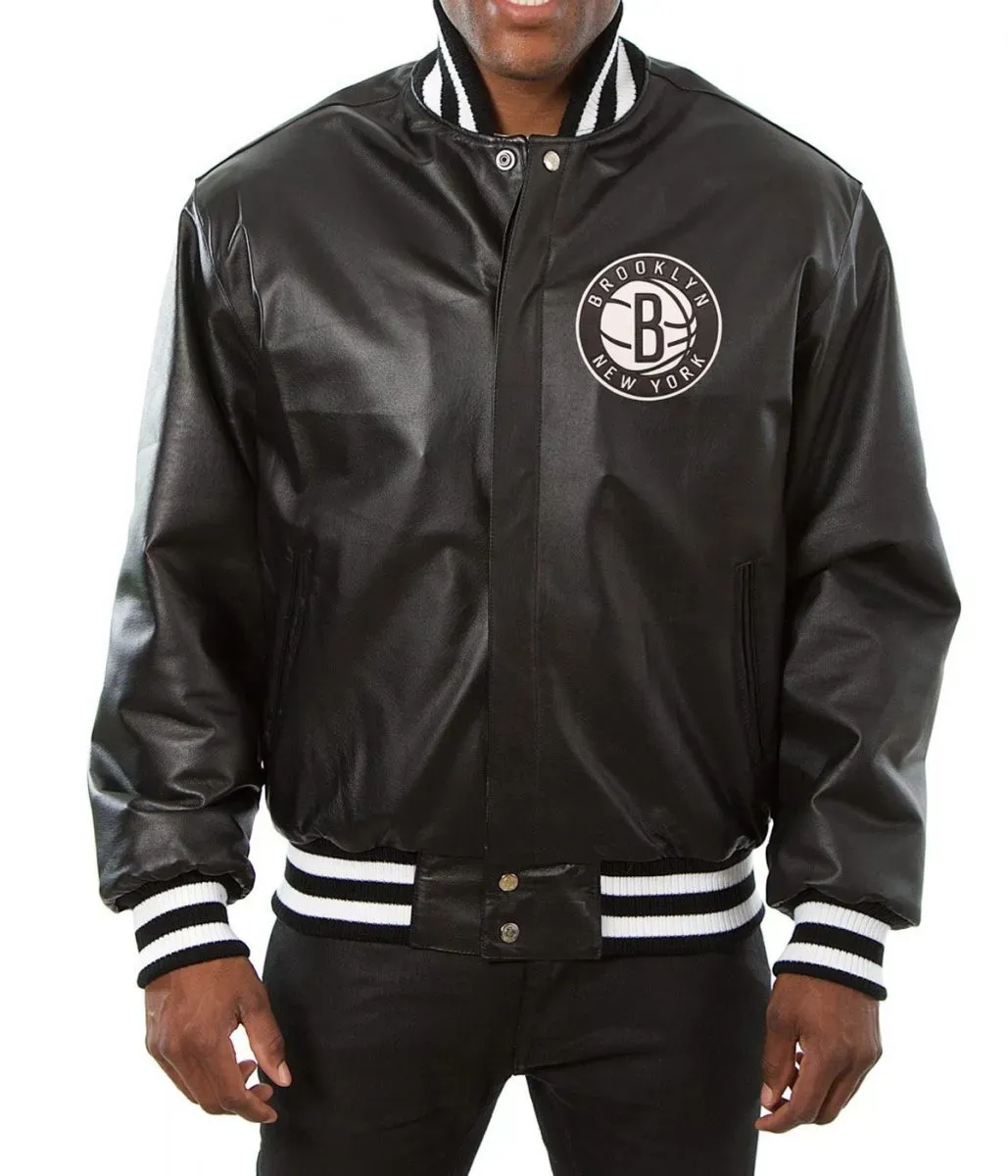 Varsity Brooklyn Nets Black Leather Jacket Varsity Brooklyn Nets Black Leather Jacket