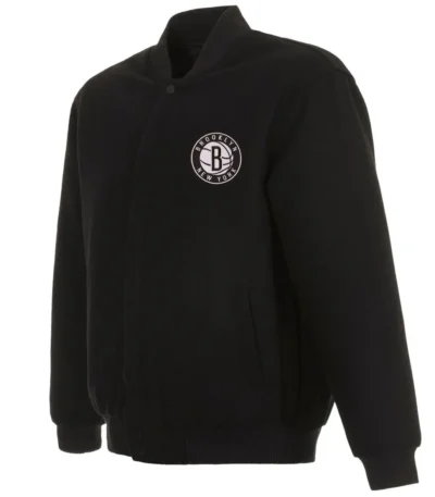 Varsity Brooklyn Nets Black Wool Jacket