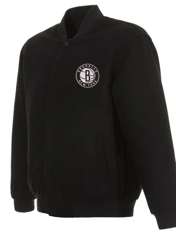 Varsity Brooklyn Nets Black Wool Jacket