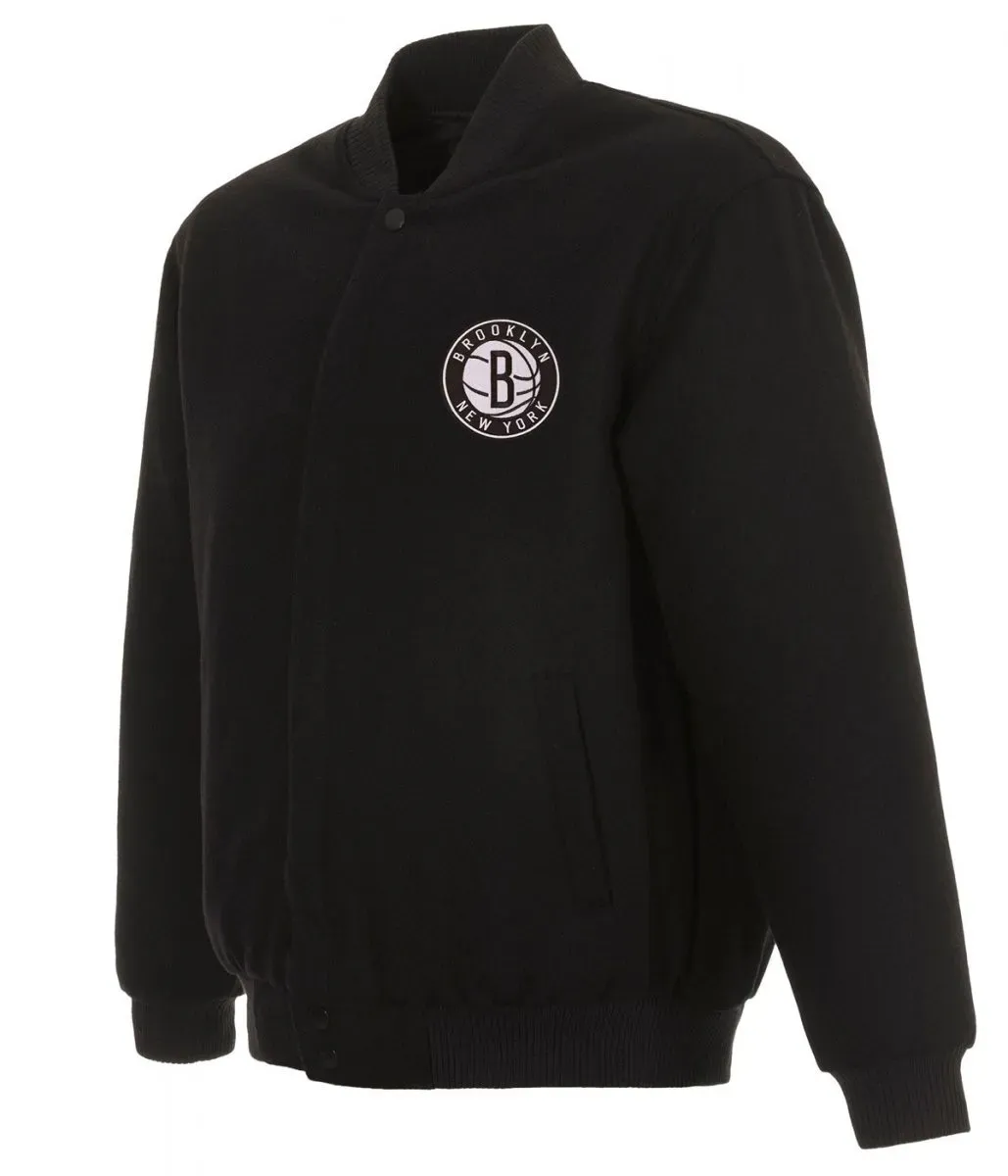 Varsity Brooklyn Nets Black Wool Jacket Varsity Brooklyn Nets Black Wool Jacket