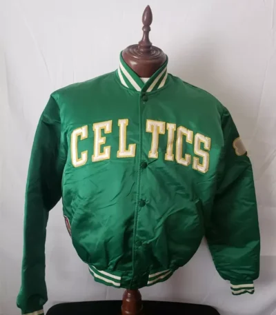 Vintage Boston Celtics Retro Satin Button Up Jacket