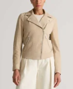 Womens Suede Leather Biker Jacket