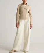 Womens Suede Leather Biker Jacket