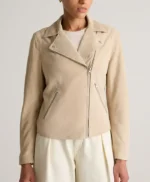 Womens Suede Leather Biker Jacket
