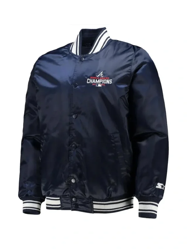 World Series Champions 2021 Atlanta Braves Navy Satin Jacket