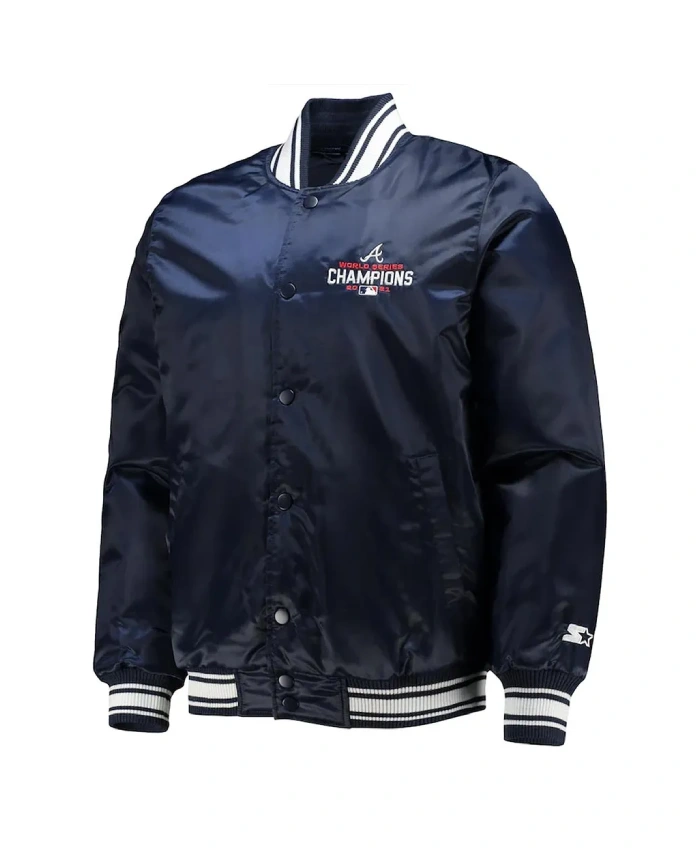 World Series Champions 2021 Atlanta Braves Navy Satin Jacket World Series Champions 2021 Atlanta Braves Navy Satin Jacket