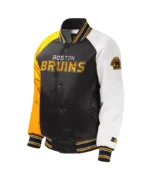 Youth Boston Bruins Black Varsity Full-Snap Satin Jacket