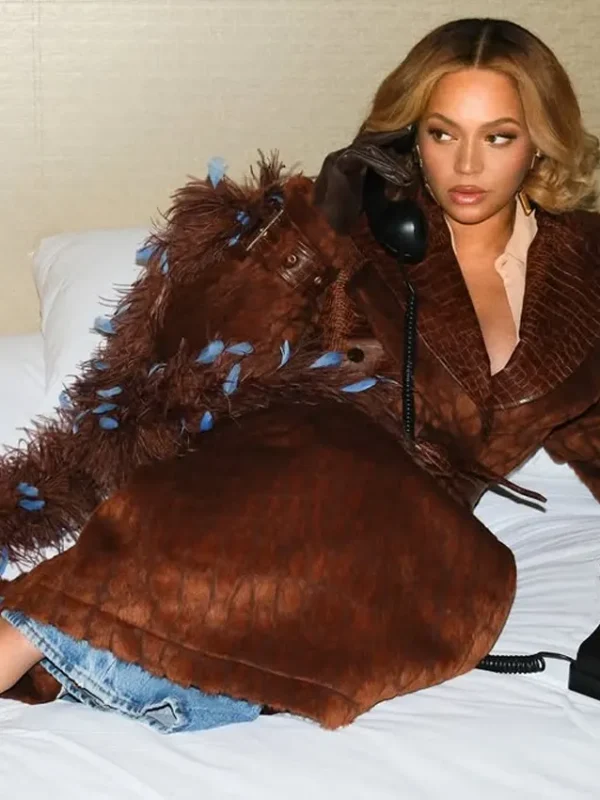Super Bowl LX Beyonce Brown Fur Coat