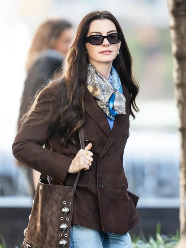 Anne Hathaway The Devil Wears Prada 2 Suede Blazer