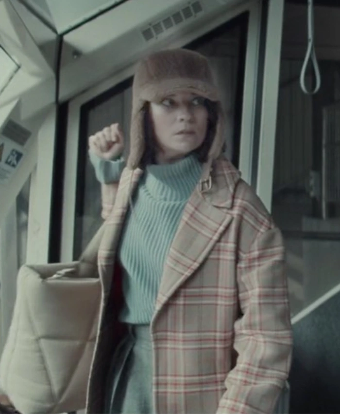 Annie Murphy Nine Perfect Strangers S02 Plaid Coat Annie Murphy Nine Perfect Strangers S02 Plaid Coat