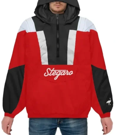 Ashton Red And Black Stegaro Hooded Jacket