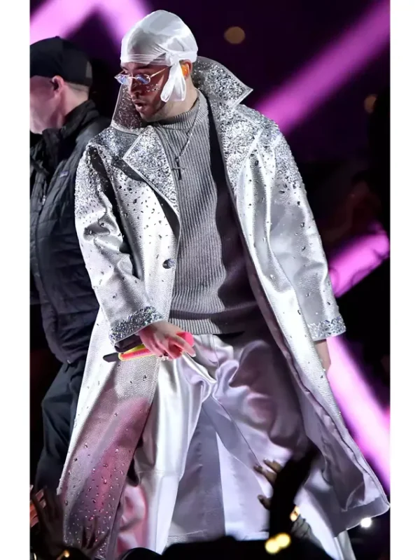 Bad Bunny Silver Embellished Coat