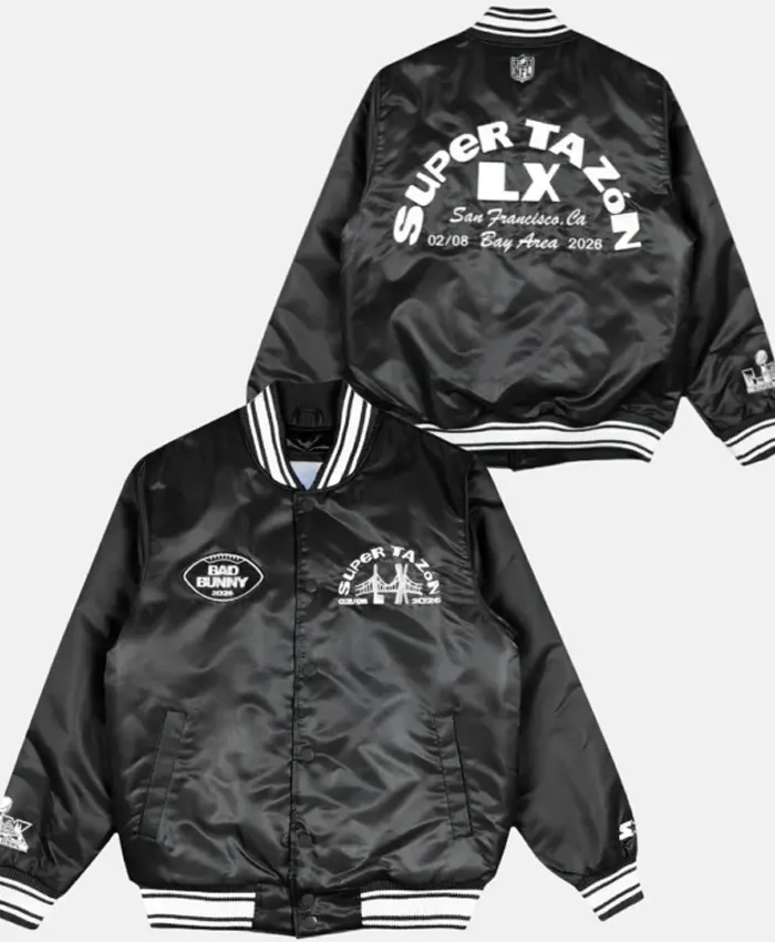 Bad Bunny x Super Tazón Black Starter Jacket Bad Bunny x Super Tazón Black Starter Jacket
